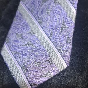 Pronto Uomo Couture Silk Necktie | Lavender Paisley Stripe | Y2K Menswear